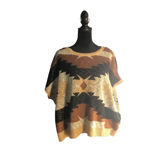 Rock&Roll Denim Azetc Boho Print Knit Sweater Vest Two Tone Sz XL - Picture 4 of 10